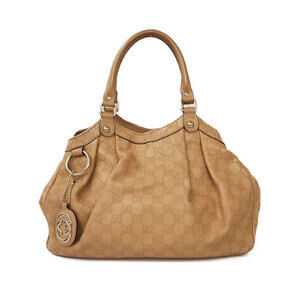 Gucci Guccissima Leather Sukey Tote Shoulder Bag Tan
